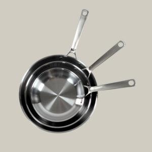 Strata Carbon Steel Clad Frying Pans - 3 Piece Set