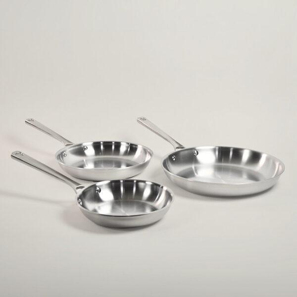 Strata Line Cookware Strata Carbon Steel Clad Frying Pans - 3 Piece Set - Cook Culture